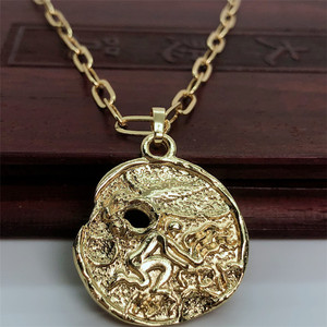 Ancienne tête de <span class=keywords><strong>lion</strong></span> Collier plaqué or 18 carats Dainty Fashionable Zodiac Sign Vintage Coin Pendant Trendy Brass Jewelry - Product Image 2