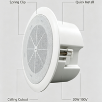 Haut-parleur de plafond encastré 5 pouces 3W 6W 70V 110V pour système de sonorisation PA