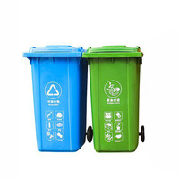 Fabrication en Chine Approvisionnement en extérieur 260L Poubelle verte en plastique recyclé Poubelle à roulettes Poubelle à roulettes