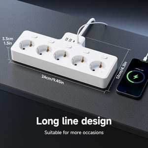Productos Más Vendidos 2026, Protector de Sobretensión de 5 Tomas de Corriente, <span class=keywords><strong>Regleta</strong></span> de Enchufes Europea con Puerto USB-A de 10A, Protección Contra Sobrecarga de Cable, Extensión de 1.5M - Product Image 2