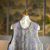 Gilet en brocart de soie à col rond et simple boutonnage, motif Phénix violet en vol, design traditionnel chinois classique 5524
