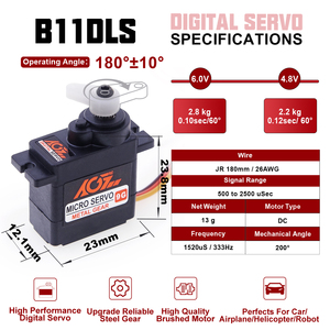 AGFRC Factory Price B11DLS 11g Metal Gear 6.0V 2.8kg 0.10s Metal Gear Bearing Digital <b>Mini</b> Plastic RC Small Plane <b>Robot</b> - Product Image 6