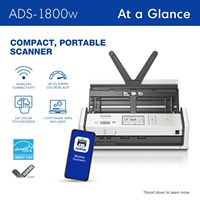 Scanner de documents portable B-rother 1800W avec technologie CIS, interface USB, numérisation recto-verso, format A4, résolution 600 dpi