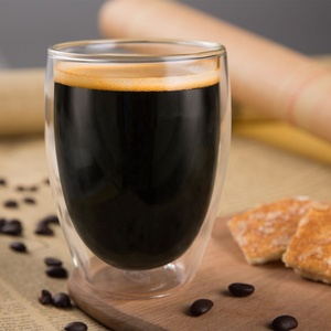 كوب شاي من الزجاج المعزول CnGlass آمن للشرب بالميكروويف مزدوج الزجاج المزود بمجسم زجاجي من البورسليكات كوب قهوة 350 مل بلا يد - Product Image 3