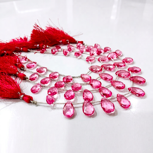 Perles de topaze rose naturelle de Londres, forme poire, facettées, graduées, 8 pouces - Product Image 1