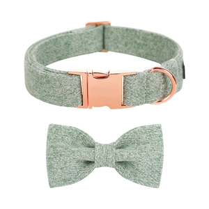 <span class=keywords><strong>Collar</strong></span> de perro con correa de lujo, regalos con pajarita desmontable, tela de cáñamo, algodón, <span class=keywords><strong>Collar</strong></span> de perro, hebilla de Metal de oro rosa personalizada - Product Image 5