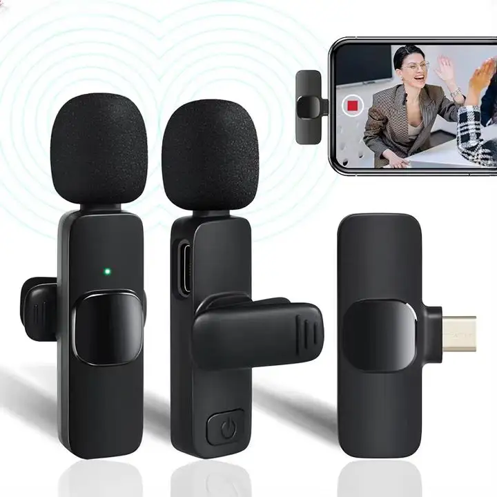 New Portable 2.4G 1MIC 2MIC 4 in 1 Wireless Lavalier Microphone with Charging Case Box Noise for iphone smartphone android