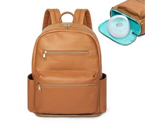 Mochila Pañalera, Bolsas de Pañales, Bolsa de Pañales para Bebé con 13 Bolsillos, Mini Mochila de Cuero para Bebé, Bolsa para Extractor de Leche - Product Image 1