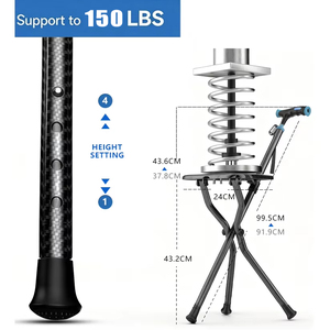 Taburetes Telescópicos Antideslizantes <span class=keywords><strong>de</strong></span> Fibra <span class=keywords><strong>de</strong></span> Carbono <span class=keywords><strong>de</strong></span> 45 cm, para Personas con Movilidad Reducida, Silla Multifuncional Tipo Bastón para Personas Mayores - Product Image 2