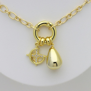 สร้อยคอพร้อมตัวล็อกเซอร์โคเนียชุบทอง 18K ทำจากสแตนเลสสตีลป้องกันการหมอง ปี 2026 พร้อมจี้ถอดเปลี่ยนได้ 2 ชิ้น สามารถประกอบเองได้ - Product Image 4