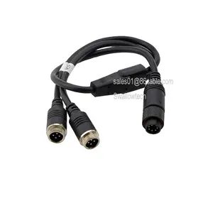 customized 6PIN MALE to double 4pin GX12 AVIATION MALE PLUG 6pin din waeco audio VIDEO cable for truck rear view camera system