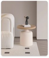 Table basse ronde mobile en bois de style crème, moderne et simple, pour salon, petit appartement, maison d'hôtes, table d'appoint, meubles
