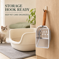 Pelle à litière pour chat en acier inoxydable, pratique, à manche long et épais, à fentes fines, pour la séparation des grumeaux et le nettoyage quotidien de la maison