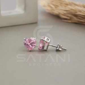 Pendientes de diamantes con forma de corazón rosa, diseño de joyería romántica elegante para mujer, estilo de regalo de lujo para el día a día con brillo brillante - Product Image 3