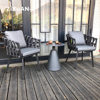 Table et chaises de patio pour hôtel de style nordique, mobilier de jardin moderne de luxe, canapé en rotin aluminium, salon de balcon, sièges d'extérieur, chaise de café
