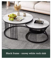 Ensemble de table basse ronde en marbre moderne extensible et durable pour le salon, meubles de maison avec matériau métallique