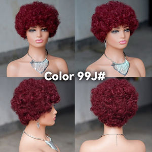 Alta calidad 100% sin procesar crudo Afro rizado virgen <span class=keywords><strong>Peluca</strong></span> de cabello humano cutícula alineada cabello sin encaje <span class=keywords><strong>peluca</strong></span> para mujeres negras - Product Image 5