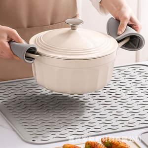 Tapis de cuisine en silicone avec motif ondulé, résistant à la chaleur, antidérapant, protection de comptoir pour cuisinière, rangement de vaisselle - Product Image 4