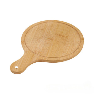 Planche à pizza en bambou, assiette ronde pour steak, plateau de découpe en bois pour la cuisson, le grillage et le service, origine Shandong - Product Image 2