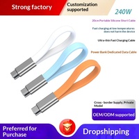 Câble plat en silicone ultra-flexible du fabricant d'origine, ligne courte de 20 cm, Type-C double port, câble de charge super rapide, résistant à la flexion