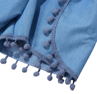 Vente en gros Vêtements tendance en denim pour bébés Combinaison à pompons pour bébés et filles et tout-petits Barboteuse solide Vêtements unisexes pour bébés