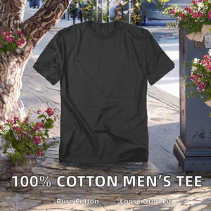 100% Cotton <b>Men</b> <b>T</b> <b>Shirt</b> Solid Color Casual Short Sleeve O Neck Tee Loose Fit Streetwear - Product Image 2