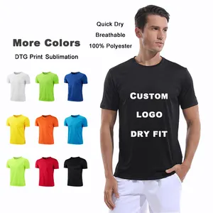 Boş % 100 polyester t gömlek toptan sublime tee gömlek tişörtleri logo ile özel logo baskılı tişört düz kuru fit t gömlek
