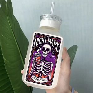 Vinilos para Vasos Uv Dtf de 16 oz con Diseño de Pesadilla Nocturna, Adhesivos con Logotipo de Esqueleto Bailarín - Product Image 1
