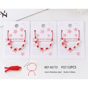 Bracciale con pietre dei sette segni zodiacali, rosso e bianco, con perline fatte a mano, amuleto protettivo per donne e ragazze, gioielli alla moda. - Product Image 1