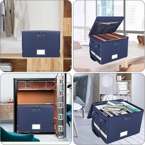 Vendita calda organizzatore di File pieghevole blu a prova di fuoco con cerniera tasche porta documenti custodia maniglia portatile per ufficio - Product Image 2