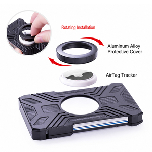 Porte-cartes de crédit fin en alliage d'aluminium et fibre de carbone avec logo personnalisé, blocage RFID, compatible avec AirTag Wallet - Product Image 6