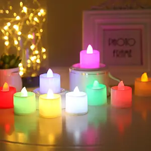 Tealight Electric Cheap Colorful LED Tealight Flameless Battery Yellow Flickering Round Heart Valentine's Mini Small Candles