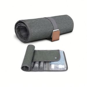 Men's Portable PU Toiletry <b>Bag</b> with Zipper Closure Travel Essentials <b>Roll</b> Organizer for Hygiene Storage - Product Image 4