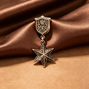 Broche de medalla de epoleote vintage de aleación de zinc Eagle Star, insignia de metal esmaltado de aleación de zinc personalizada, accesorio de ropa con MOQ bajo - Product Image 4