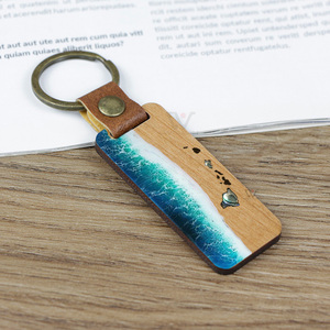 Porte-clés personnalisé <span class=keywords><strong>en</strong></span> <span class=keywords><strong>bois</strong></span> et résine gravé, porte-clés sur le thème de l'océan avec sangle <span class=keywords><strong>en</strong></span> cuir, cadeau promotionnel pour souvenir de voyage - Product Image 5
