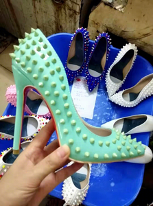 Nuevos Zapatos de Tacón Alto de Mujer 2026 para Primavera, con Tachuelas de Colores Sólidos, Tacón Fino de 12CM, Punta Puntiaguda, Sin Cordones, Parte Superior de PU con Remaches, Zapatos de Plataforma - Product Image 6