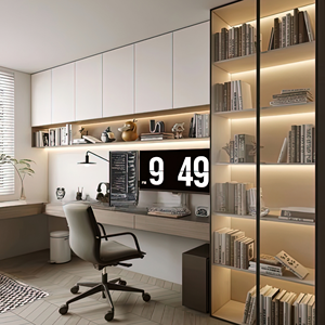 Libreria in Legno Moderna per Ufficio Domestico con Spazio di Archiviazione a Parete Scrivania e Libreria Salvaspazio per Appartamenti - Product Image 1