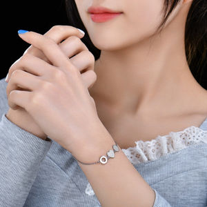 <span class=keywords><strong>Bracelet</strong></span> à breloques en forme de cœur en <span class=keywords><strong>argent</strong></span> sterling 925 plaqué rhodium, chaîne à maillons géométriques minimalistes, bijoux ajustables, cadeau pour femmes - Product Image 5