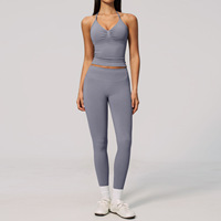 Set Yoga Tanpa Jahitan Baru, Atasan Tank Top dan Legging, Pakaian Olahraga Wanita Cepat Kering untuk Lari di Luar Ruangan, Bra Olahraga dan Legging