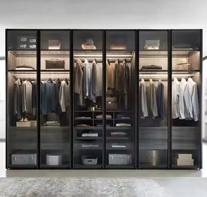 Armoire en bois pour la maison, chambre à coucher, rangement, armoire de designer haut de gamme pour la chambre à coucher avec miroir et tiroirs - Product Image 5