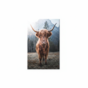 Highland Cow Art Deco Tempered Glass Print on <b>Wrapped</b> Canvas Artwork Hanging Panel - Product Image 2