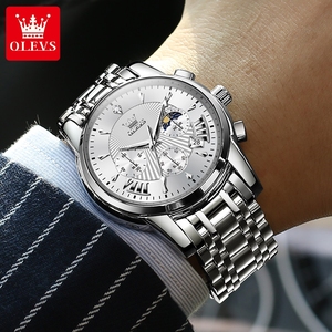 OLEVS 2892 <span class=keywords><strong>Montre</strong></span>-bracelet de luxe en acier inoxydable doré avec calendrier pour hommes <span class=keywords><strong>Montre</strong></span> à mouvement à quartz avec bracelet en acier - Product Image 6