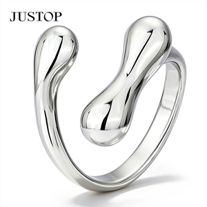 JUSTOP Modern Rhodium Plated Stainless Steel <b>Plain</b> Band <b>Ring</b> Unisex Fashion Jewelry Daily Wear - Product Image 4