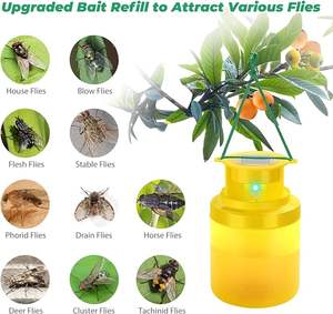 Piège à mouches Pièges à mouches d'extérieur Suspendus en plein air, Piège à mouches solaire avec recharge d'appât naturel, Tueur de mouches réutilisable - Product Image 4