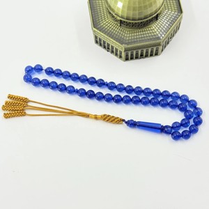 Rosario Islamico, Braccialetti Arabi, Perle di Preghiera in Resina Blu, 10mm, 45 Pezzi, Rose Musulmane, Lode a Lui, Misbaha Tasbih - Product Image 1