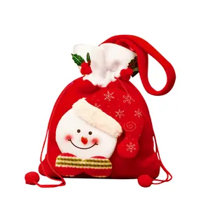 حار بيع سانتا كيس القطن الطبيعي قماش سانتا كيس هدية الكريسماس حقيبة بالجملة مع الرباط