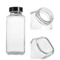 250ml, 350ml, 500ml Transparante Franse Vierkante Drankfles, Koudgeperste Sapfles Met Schroefdop