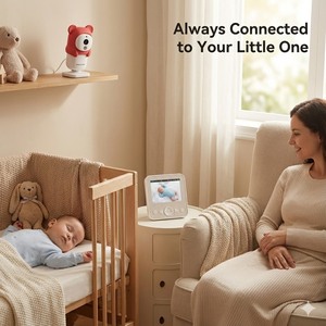 Monitor de vídeo para bebés con forma de oso, montable en pared, zoom 2X, conexión privada a prueba de manipulaciones - Product Image 2