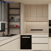 Meubles de cuisine modulaires de luxe Macio, prêts à assembler, avec comptoir en marbre, designs modernes pour villa, achat direct