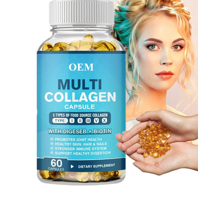 OEM/ODM/OBM Natural Beauty Multi Collagen Capsules With Vitamin C Hyaluronic Acid Biotin